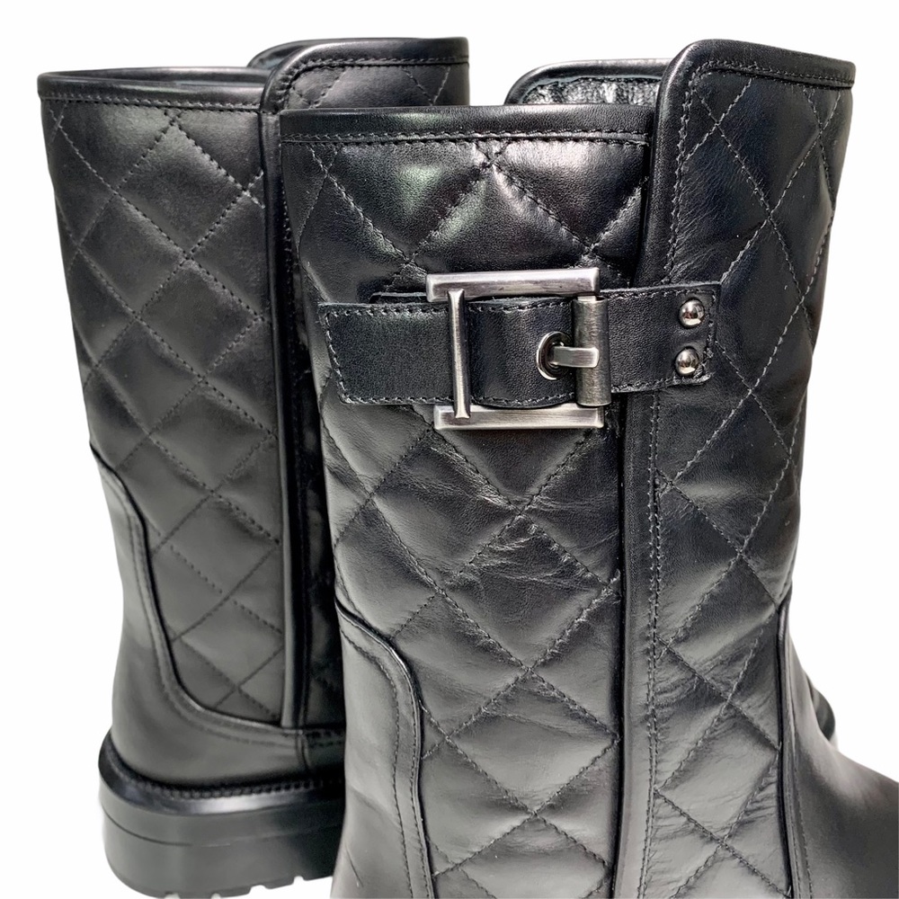 Aquatalia Quilted Leather Motorcycle Boots - Picture 8 of 16